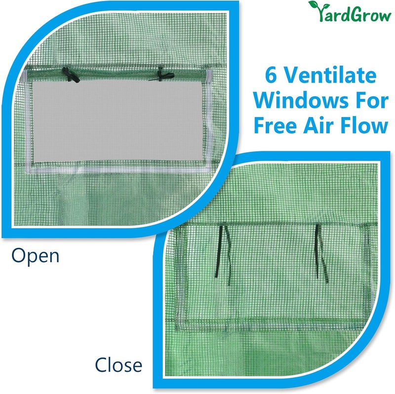 YardGrow Greenhouse Replacement Cover Larger Walk in Outdoor Plant Gardening Greenhouse, 2-Doors with 2 Mesh Windows, Frame Does NOT Included (10'x7'x7') - Image 5